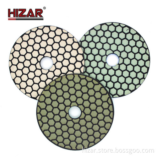 Hizar 4 inch 100mm Cheap Dry Diamond Polishing Pads for Granite Marble Concrete Ceramic
